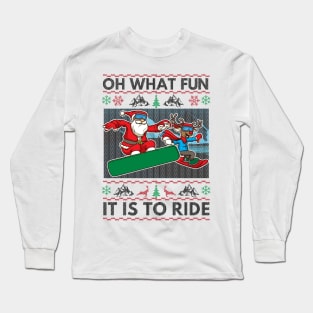 Snowboarding Christmas Sweater. Ugly Christmas Snowboarding Sweater. Long Sleeve T-Shirt